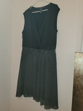 Sleeveless Black & White Polka Midi Dress